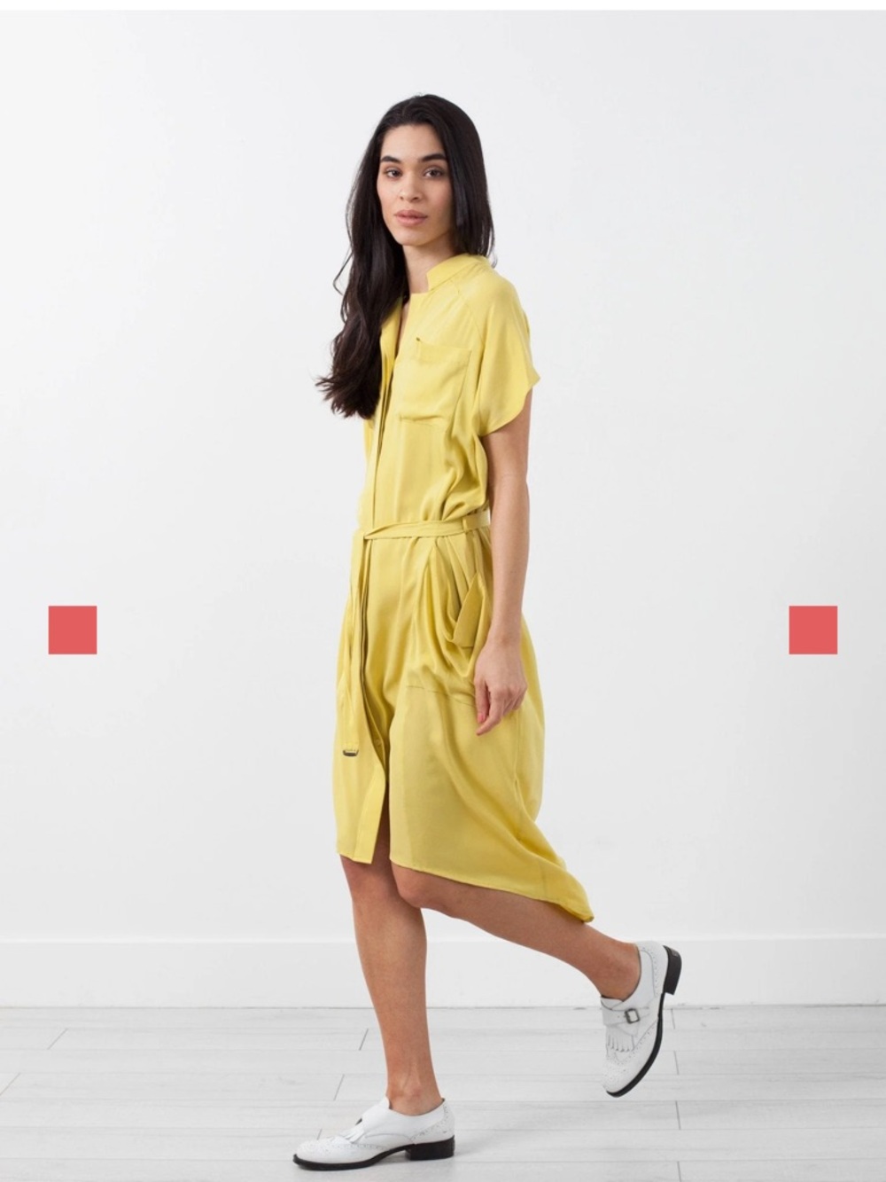 SCHAI Ultime Silk Shirt Dress yellow sz S/M
